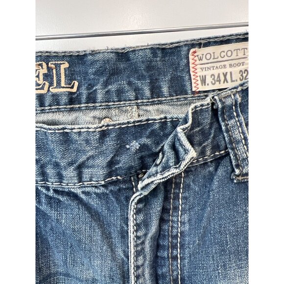 TK Axel Wolcott Jeans Size 34x32 Vintage Boot Cut Blue Medium Wash Western Rodeo - Picture 3 of 12